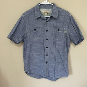 Woolrich Button Up Men's M Classic Blue Denim‎ Short Sleeve Shirt Pocket